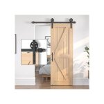 Systme de porte coulissante style grange 229 cm rail en acier au carbone noir kit complet pour porte ...