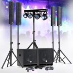 Syst�me sono pro complet 2400w dj bm sonic 4 enceintes satellites 2x m�ga sub 38cm usb / bluetooth portique ...