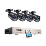 Syst�me de vid�osurveillance - bazarland30 - zosi - 4 cam�ras - hdd 2 to - vision nocturne ip66