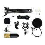 T4w bm - 800 microphone  condensateur kit micro studio streaming professionnel avec suspension bras ...