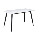 Table 130 x 70 cm c�ramique blanc marbr� pieds m�tal noir - ryder 2 meubletmoi