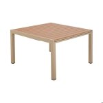 Table en alu carree extensible 120x120 - 180 cm coloris bois creme