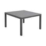 Table en alu carree extensible 120x120 - 180 cm coloris bois gris