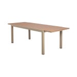 Table en aluminium extensible 180 - 240 cm plateau bois creme