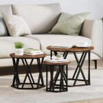 Tables d appoint 3 pcs ch�ne fum� en bois reconstitu�