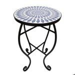 Table dappoint 54cm guridon en mtal et cramique dcoration poissons