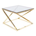 Table dappoint en verre et inox - doré - 60 x 60 x h 45 cm Table dappoint en verre et inox - doré - 60 x 60 x h 45 cm