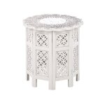 Table dappoint en bois de manguier blanc cassé badhi Table dappoint en bois de manguier blanc cassé badhi