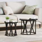Tables d appoint empilables 2 pcs noir ch�ne en bois