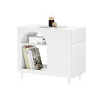 Table d?appoint fbt135 - w sobuy - avec 1 tiroir 1 porte et compartiments - blanc - 70 x 35 x 60 cm