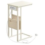 Table d?appoint en forme de c pour petits espaces 2 ports usb et prises sac pieds réglables blanc crème ... Table d?appoint en forme de c pour petits espaces 2 ports usb et prises sac pieds réglables blanc crème ...