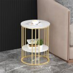 Table d?appoint marbre ronde - bout de canapé de salon métal design à 2 niveaux - pour salon bureau chambre ... Table d?appoint marbre ronde - bout de canapé de salon métal design à 2 niveaux - pour salon bureau chambre ...