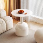 Table d?appoint moderne ronde blanche gu�ridon design salon petite table basse minimaliste pour canap� ...