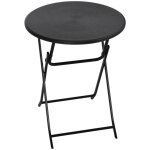 Table dappoint ronde pliante - 60x60x73cm - table de jardin en mtal avec plateau en bois - gris fonc ...