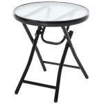 Table dappoint ronde table pliante table de jardin avec plateau en verre �45cm m�tal noir pour balcon ...