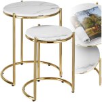 Table dappoint - tectake - lot de 2 tables dappoint elsa avec plateau en marbre et structure en acier ...