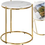 Table basse - tectake - table dappoint elsa � leffet marbre et acier - blanc / dor�