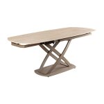 Table atonia ? ovale extensible 130 � 190 cm ? plateau c�ramique effet marbre beige ? pieds m�tal ? style ...