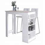 Table de bar akord blanche - marque akord - fa�ade ch�ne sonoma - 4 �tag�res