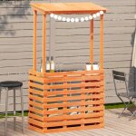 Table de bar dext�rieur - vidaxl - bois massif - toit int�gr� - �tag�res de rangement - 1125x57x1955 ...