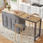 Table de bar escamotable moderne (118 - 180�50�94cm) avec 4 portes et 6 �tag�res pour salle � manger ...