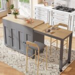 Table de bar extensible 118 - 180�50�94cm avec 6 compartiments table �lot de cuisine avec rangementtable ...