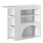 Table de bar extensible 120( + 80)�40�100 cm cm moderne haute pivotante plateau blanc marbre 100 cm avec ...