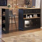 Table de bar extensible 125 - 181 x 39 x 104 cm table haute table bistrot pivotante avec 4 tiroirs 3 ...