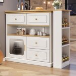 Table bar extensible 125 - 181cm rotative 360 moderne mobile haute lot cuisine bistro buffet tagres ...