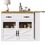 Table de bar extensible (138 - 204x39x104cm) rotative 360� moderne avec rangement �lot bistrot haut buffet ...