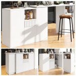 Table de bar extensible 90 - 198x30x75cm table debout table bistro rotative table  manger avec 4 portes ...