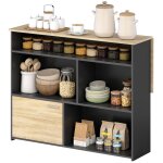 Table de bar extensible avec abattant table haute cuisine 1 placard et 4 compartiments ouverts 116x796x905cm ...