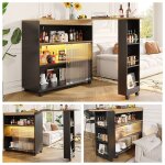 Table de bar extensible table de bistro rotative table  manger tlescopique table haute avec rangement ...