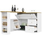 Table de bar extensible espace de rangement (138 - 20439105cm)armoire de cuisine buffet avec tagre ...