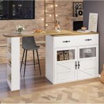 Table de bar extensible avec espace de rangement table à manger rotative à 360 ° meuble de cuisine buffet ... Table de bar extensible avec espace de rangement table à manger rotative à 360 ° meuble de cuisine buffet ...