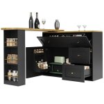 Table de bar extensible avec espace de rangementtable bar cuisine pivotant  360 armoire de cuisine ...
