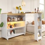 Table bar extensible avec led et rangement meuble bar moderne sur roulettes buffet haut avec portes coulissant ...