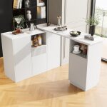 Table de bar extensible table  manger pivotante  360 avec espace de rangement ouvert et comptoir en ...