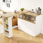 Table de bar extensible pivotante  360 bar de rangementavec tagrespour salon salle  manger bureau ...