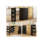 Table de bar extensible avec rangement (138 - 204�39�104 cm) bar pivotant � 360� �lot de cuisine / bistro ...