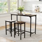 Table de bar haute avec 2 tabourets - relax4life - cadre en m�tal - repose - pieds - design industriel ...