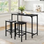 Table de bar haute avec 2 tabourets - relax4life - cadre en m�tal - repose - pieds - design industriel ...