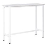 Table de bar - homcom - haute - 120 x 40 x 100 cm - ch�ssis pi�tement acier plateau aspect marbre blanc ...