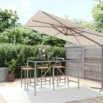 Table de bar ou jardin - kimmy - et dessus en verre gris 180x70x110 cm poly rotin - meuble dext�rieur60514763 ...