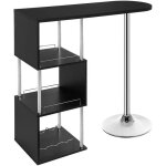 Table de bar moderne avec trois espaces d�tag�res mdf et m�tal noir 19 0000521