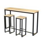 Table de bar murale avec 2 tabourets - dock - noir et chne