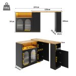 Table de bar pivotant � 360� (corps principal : 198 x 396 x 97 cm) armoire noire mate avec bureau en ...