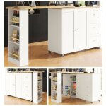 Table de bar pivotante  360 ilot central cuisine avec rangement et plan de travail3 tiroirs et tagrepour ...