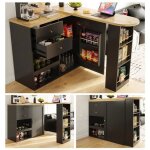 Table de bar pivotante 360 premium sense (dimensions : 105 x 39 x 102 cm) avec 2 tiroirs et une armoire ...