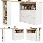 Table de bar - langtu - table de bar rotative 360� (105 x 39 x 102 cm) - 4 tiroirs - �tag�res ouvertes ...